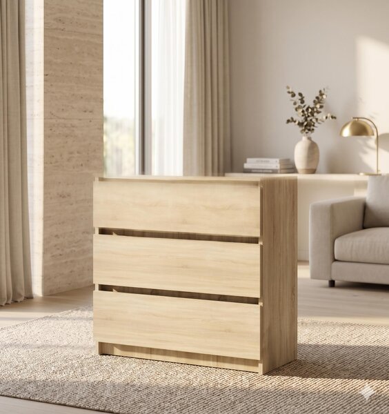 Kompaktní komoda RICO 3S – íka 60 cm | Povrchová úprava Sonoma Oak | Komoda se 3 zásuvkami | Píborník do chodby, lonice a kanceláe
