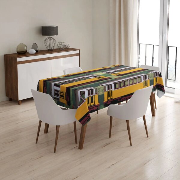 Sablio Ubrus Lisabonské historické tramvaje Zelený Pattern - 90x90 cm