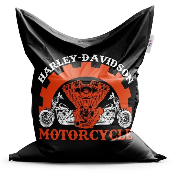 Sablio Sedací vak Harley-Davidson motor Černé pozadí - 150x100 cm