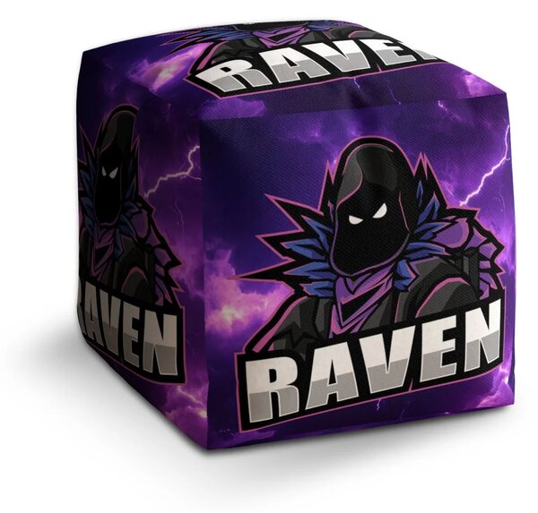 Sablio Taburet Cube FORTNITE RAVEN Fialová bouře - 40x40x40 cm