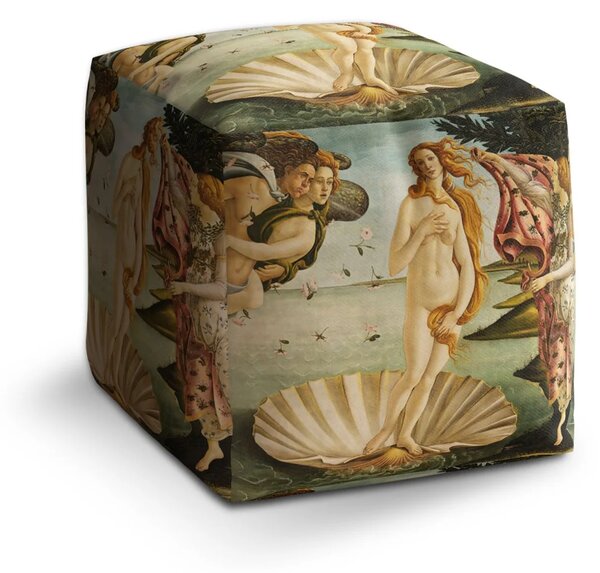 Sablio Taburet Cube Zrození Venuše - Sandro Botticelli - 40x40x40 cm