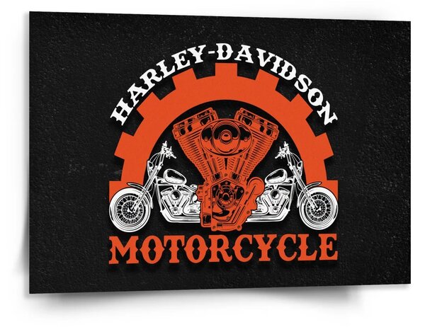Sablio Obraz Harley-Davidson motor Černé pozadí - 150x110 cm