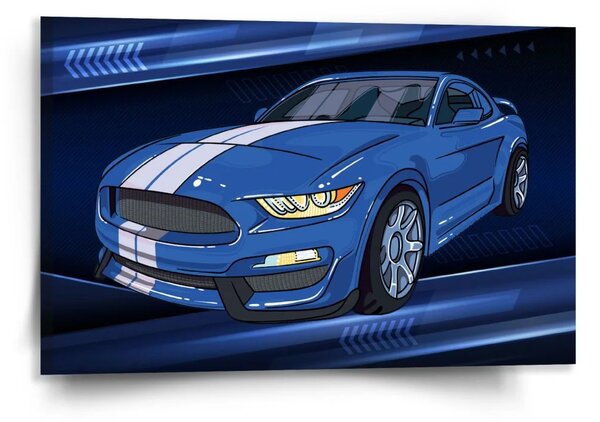 Sablio Obraz Mustang Modré pozadí s pruhy - 120x80 cm