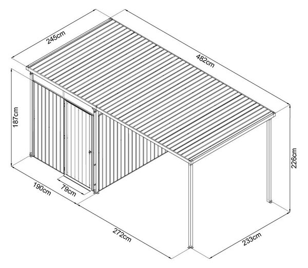 Zahradní domek se světlíky Avenberg MAGNUS + přístavba 2.5 x 4.9 m - Premium