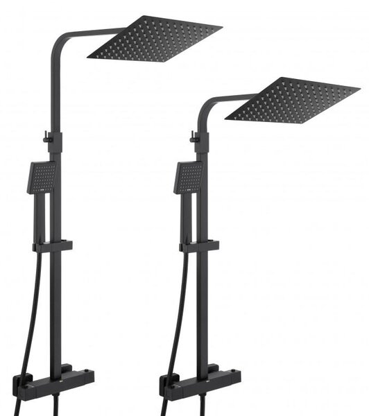 Erga Goba, sprchová souprava s termostatickou baterií a dešťovou hlavicí 25x25cm, černá matná, ERG-YKA-BP.GOBA-THERM-25-BLK