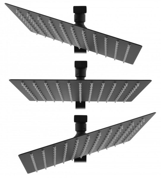 Erga Goba, sprchová souprava s termostatickou baterií a dešťovou hlavicí 25x25cm, černá matná, ERG-YKA-BP.GOBA-THERM-25-BLK