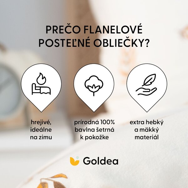 Goldea flanelové povlečení - podzimní dýně a lístky 140 x 200 a 70 x 90 cm
