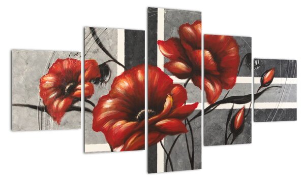 Abstraktní obraz květin (125x70cm)
