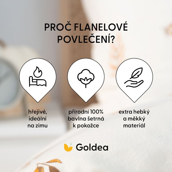 Goldea flanelové povlečení - podzimní dýně a lístky 140 x 200 a 70 x 90 cm