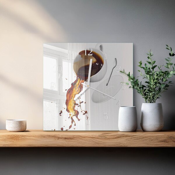 Skleněné hodiny Káva zskb-30x30-00087785