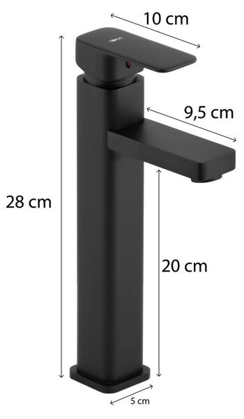 Erga Seto, vysoká umyvadlová baterie h-280, černá matná, ERG-YKA-BU.SETO-36-BLK