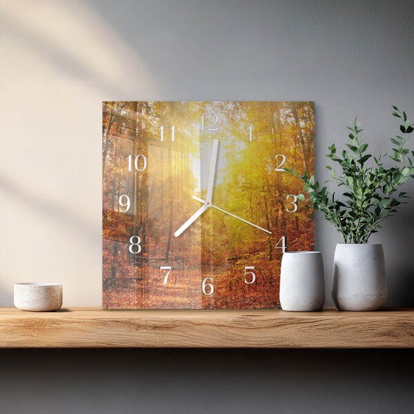 Skleněné hodiny Podzimní les zskb-30x30-00080844