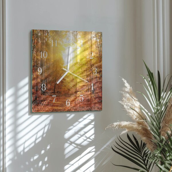 Skleněné hodiny Podzimní les zskb-30x30-00080844