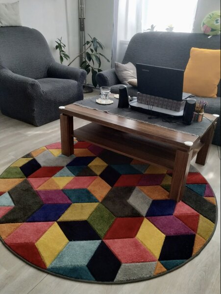 Flair Rugs, Kusový koberec Spectrum Dynamic Multi kruh, 160x160 (průměr) kruh, vícebarevná, ložnice