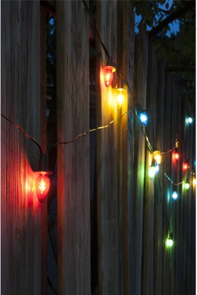 Rozšiřovací LED venk. girlanda CONE FILAMENT 20xE10 14m barevná/teplá bílá IP44