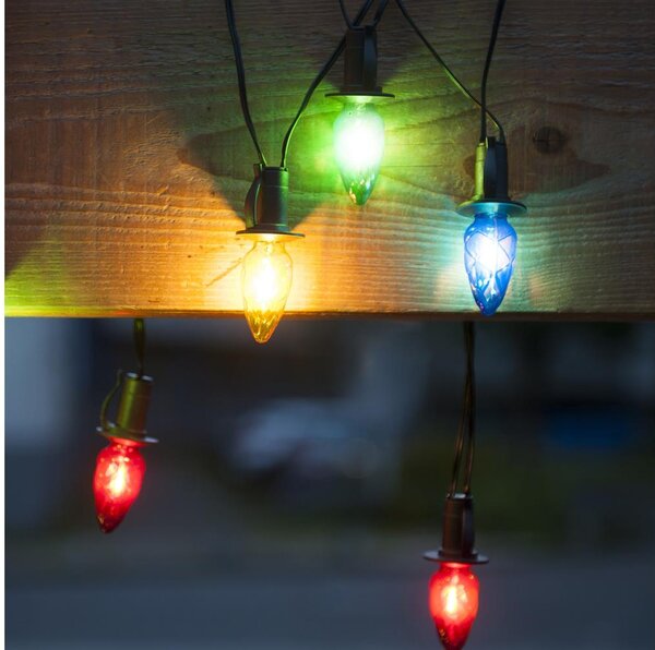 Rozšiřovací LED venk. girlanda CONE FILAMENT 20xE10 14m barevná/teplá bílá IP44