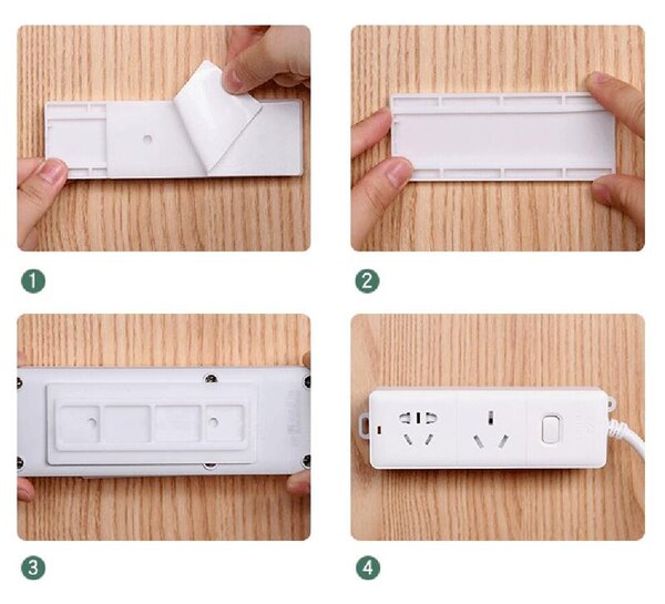 4Leaders Nalepovací výsuvný držák na zeď pro kabely bílý 10,2×4×0,7 cm