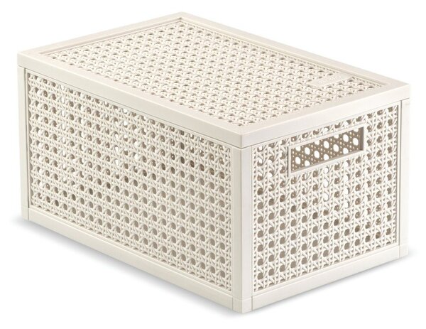 Krémový úložný box s víkem z recyklovaného plastu 19x30x15 cm Kaya – Curver