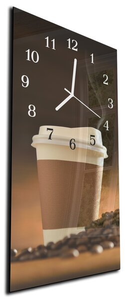 Nástěnné hodiny 30x60cm káva do ruky - plexi