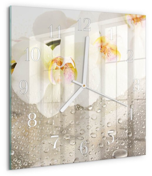 Skleněné hodiny Orchidej zskb-30x30-00083758