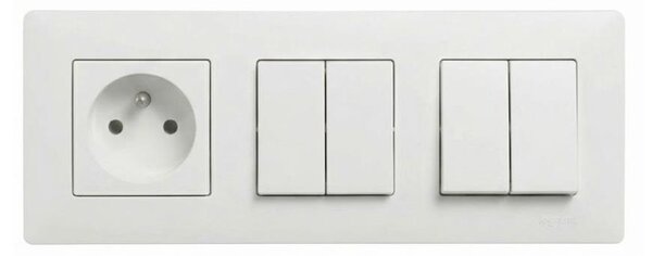Legrand-2x Dvojitý vypínač č. 5 a zásuvka domovní 250V/16A s rám NILOE STEP bílá