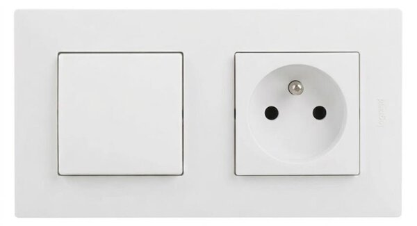 Legrand - Zásuvka domovní 250V/16A a jednopól vypínač č. 1 s rám NILOE STEP bílá