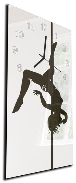Nástěnné hodiny 30x60cm silueta ženy na tyči - plexi