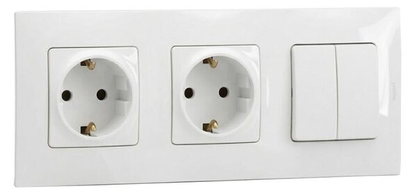 Legrand-Dvojitá zásuvka domovní SCHUKO 250V/16A a dvoj vypí č.5 s rám NILOE bílá