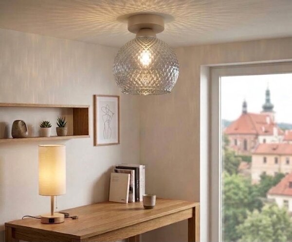 BRILAGI - LED Stropní svítidlo R GLASS 1xE27/60W/230V pr. 18 cm béžová/kouř šedá