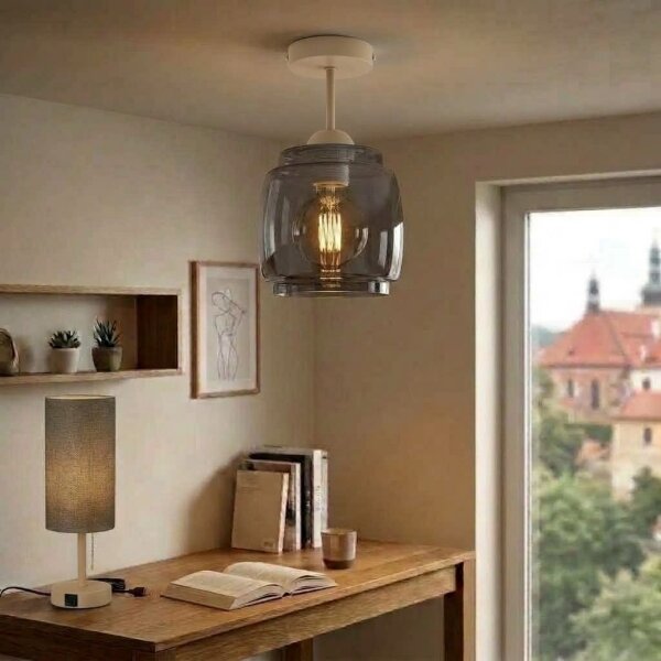 BRILAGI - LED Přisazený lustr R GLASS 1xE27/60W/230V pr. 26 cm béžová/kouř šedá