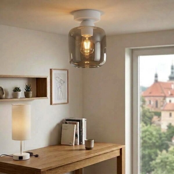 BRILAGI - LED Stropní svítidlo R GLASS 1xE27/60W/230V pr. 14 cm bílá/kouř šedá