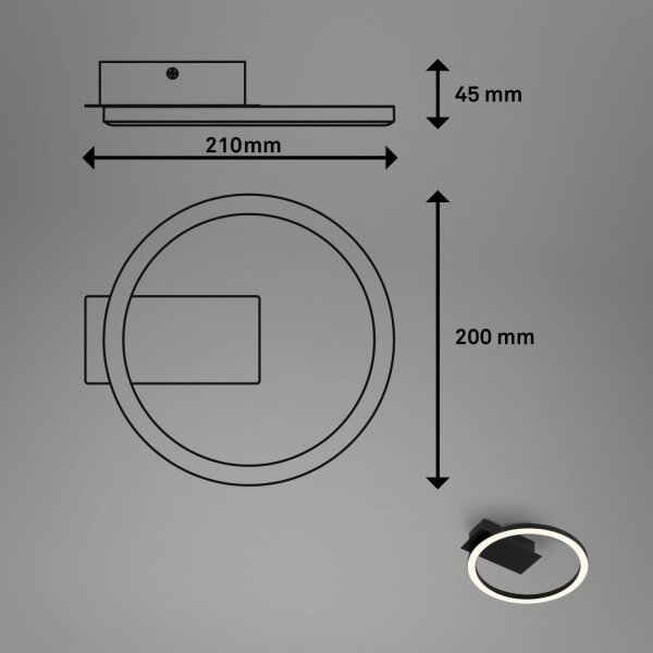 Briloner 3778-015 - LED Stropní svítidlo FRAME LED/5W/230V pr. 20 cm černá