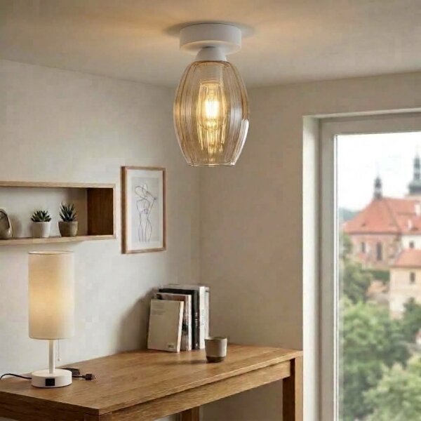 BRILAGI - LED Stropní svítidlo R GLASS 1xE27/60W/230V pr. 17cm bílá/kouř béžová