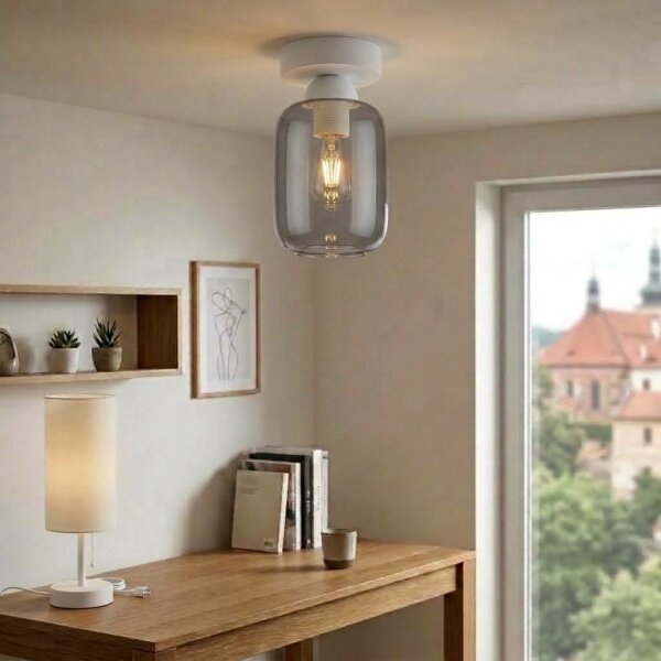 BRILAGI - LED Stropní svítidlo R GLASS 1xE27/60W/230V pr. 14 cm bílá/kouř šedá