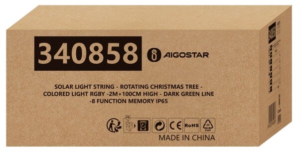 Aigostar - LED Solární vánoční dekorace LED/0,59W/3,7V 100 cm IP65 multicolor