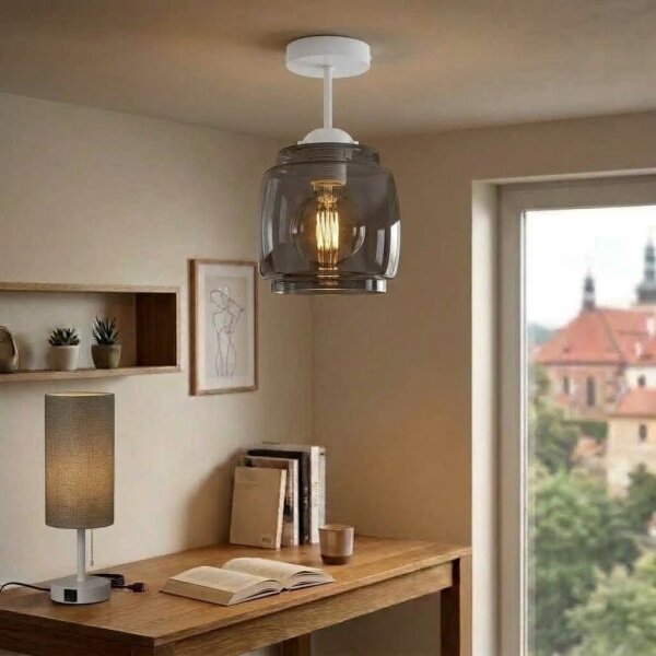 BRILAGI - LED Přisazený lustr R GLASS 1xE27/60W/230V pr. 26 cm bílá/kouř šedá