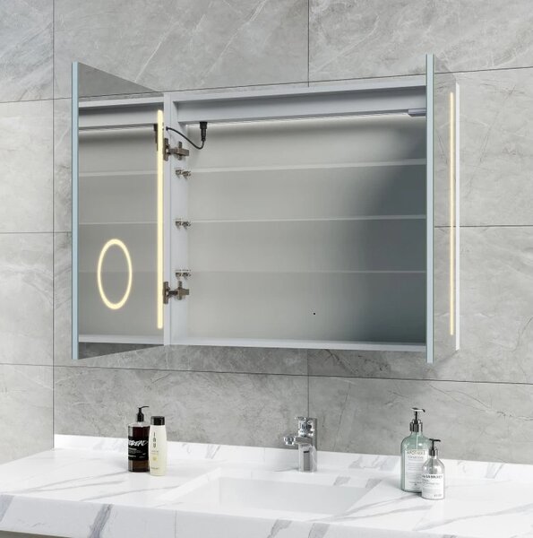 Luxusní galerka ELISA 80x70 cm, hodiny, el. zásuvka, kosmetické zrcátko a LED osvětlení