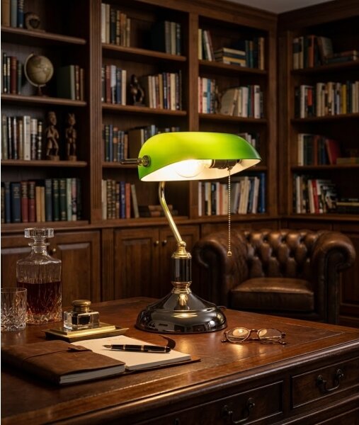 BRILAGI - Stolní lampa BANK OFFICE 1xE27/60W/230V černá/zlatá/zelená