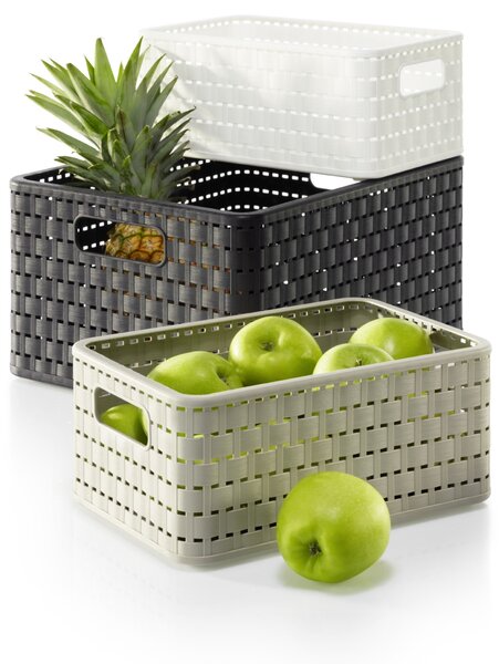 Rotho Plastový košík COUNTRY, rovný, antracit (11l - 33x24x16)