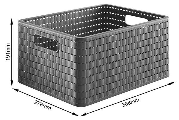 Rotho Plastový košík COUNTRY, rovný, béžový (18l - 37x28x19)