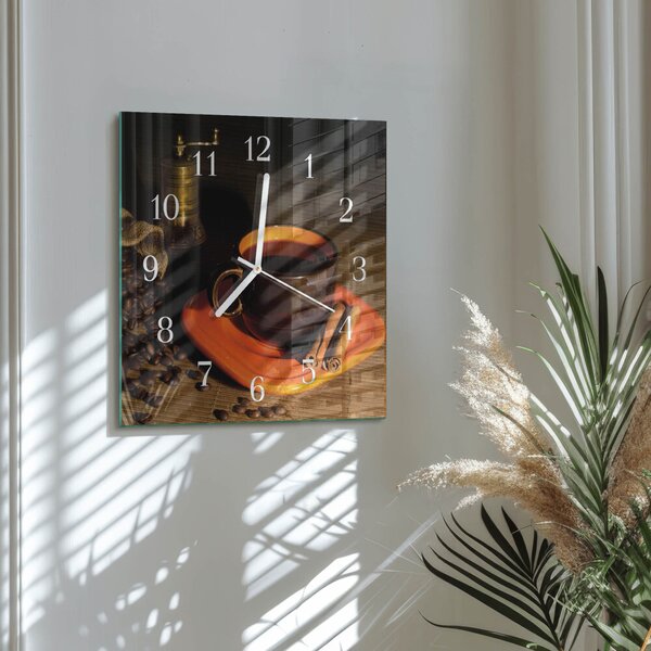 Skleněné hodiny Káva zskb-30x30-00058628