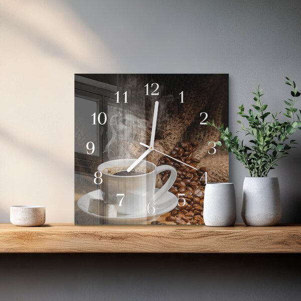 Skleněné hodiny Káva zskb-30x30-00059960
