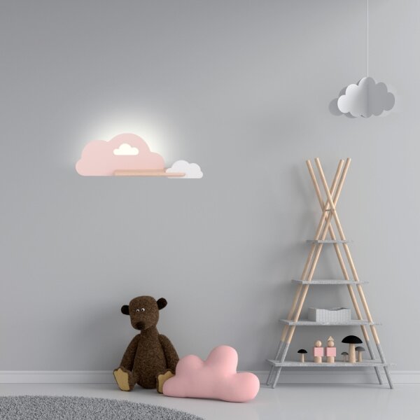 LED Dětské nástěnné svítidlo s poličkou CLOUD LED/5W/230V růžová/bílá