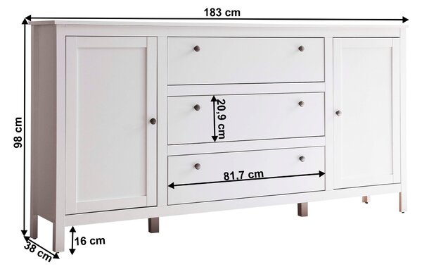 KONDELA Komoda 2D3S, bílá, OLJE