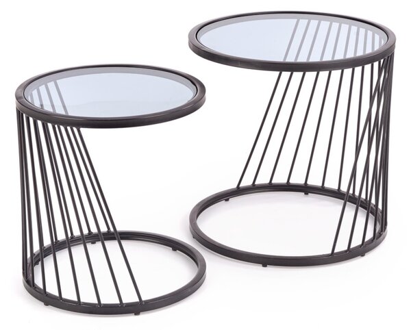 Set konferenčních stolků ELIANA, 50x50x50/42x45x42, černá/kouřové sklo