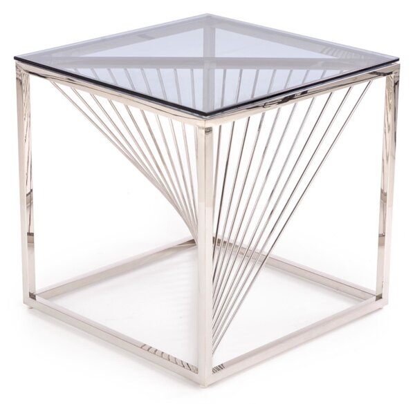 Konferenční stolek SERENA, 55x55x55, kouřové sklo/stříbrná