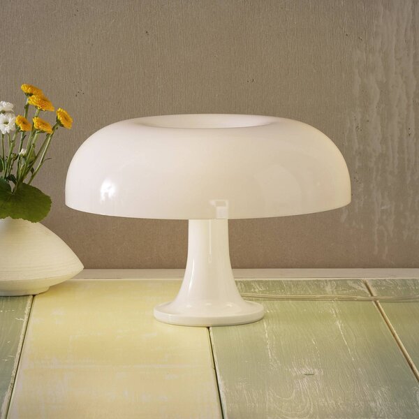 Artemide Nessino - designová stolní lampa, bílá, Bílá / opál, Obývací pokoj / jídelna, Plast, Design