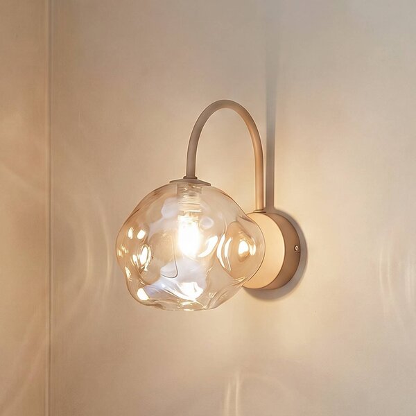 TK Lighting Nástěnné světlo Lava, béžové, sklo, výška 21 cm, G9, stmívatelný, Krémová / jantar, Obývací pokoj / jídelna, Sklo