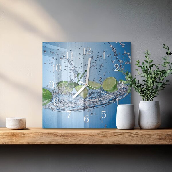 Skleněné hodiny Limetky zskb-30x30-00087411