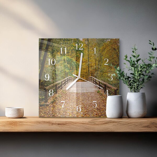Skleněné hodiny Lesní most zskb-30x30-00085311
